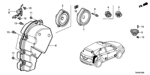 2014 Acura RDX 5 Door TECH (AWD) KA 6AT Speaker Diagram