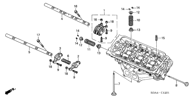 2005 Acura TL 4 Door BASE (NAVIGATION) KA 5AT Valve - Rocker Arm (Front) Diagram