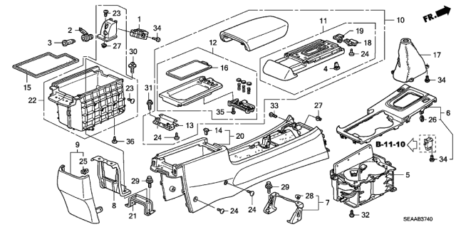 2008 Acura TSX Console Diagram