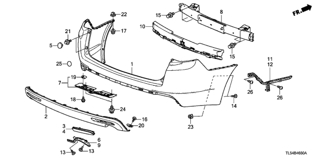 2013 Acura TSX Cap, Rear Bumper (Cobalt Blue Pearl) Diagram for 71503-S9A-000C6