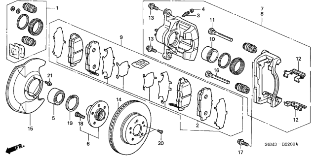 2004 Acura RSX Disc Brake pad Diagram for 45022-S7A-000