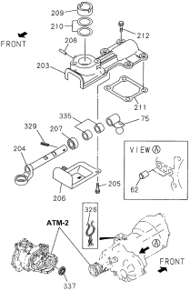 1996 Acura SLX 4 Door 4LS (PREMIUM) KA 4AT AT Transfer Case - Gear Shifter Diagram
