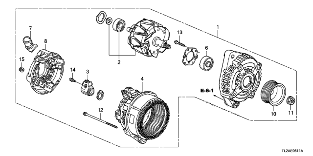 2013 Acura TSX 4 Door TSX V6 KA 5AT Alternator (DENSO) (V6) Diagram
