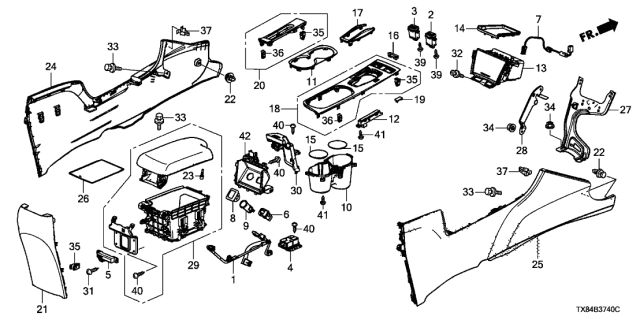 2013 Acura ILX Hybrid 4 Door TECH KL CVT Console Diagram