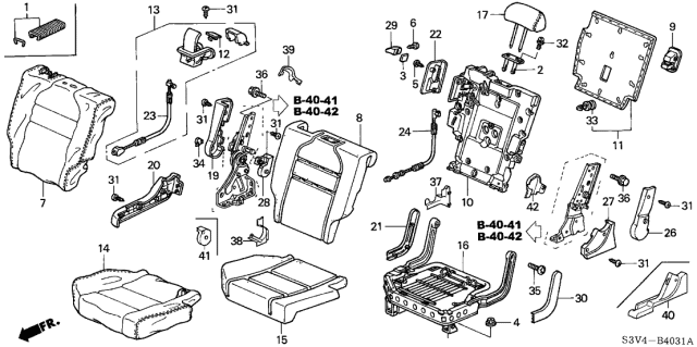 2001 Acura MDX Passenger Side Middle Seat Cushion Cover (Saddle) (Leather) Diagram for 81331-S3V-A31ZB