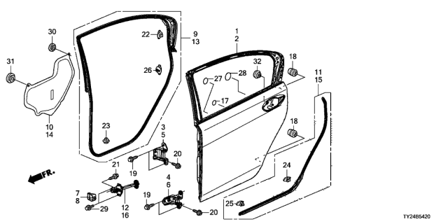 2015 Acura RLX Rear Door Panels Diagram