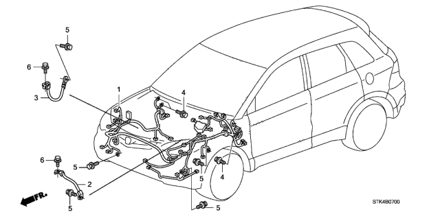 2007 Acura RDX Transmission Ground Cable Assembly Diagram for 32601-STK-A00