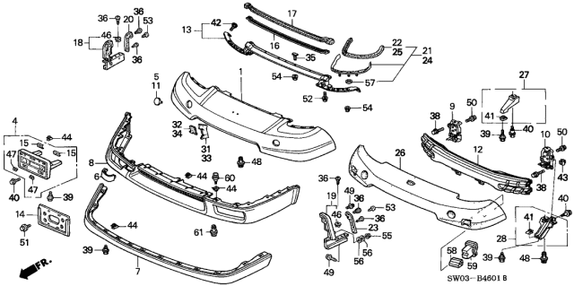 2002 Acura NSX Spoiler Kit Diagram for 71110-SL0-010