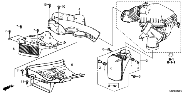 2014 Acura MDX Intake Air Resonator Chamber Diagram for 17230-5J6-A00