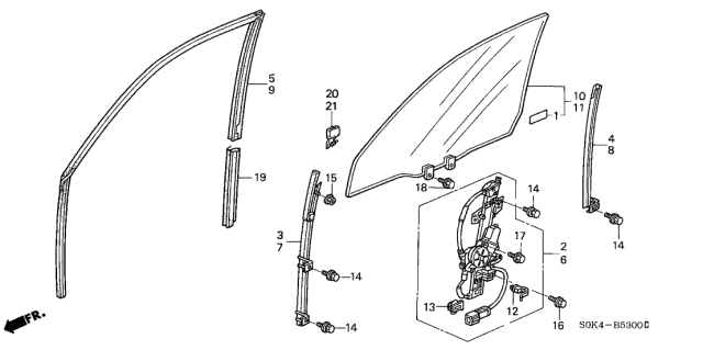 2003 Acura TL Front Door Window Diagram