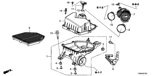 2021 Acura ILX 4 Door 24TECH (A-SPEC) KA DCT Air Cleaner Diagram