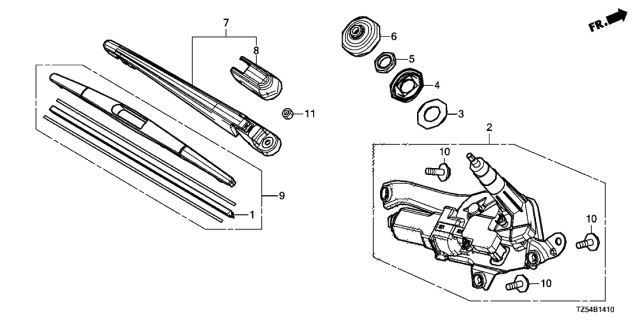 2015 Acura MDX Rear Windshield Wiper Diagram