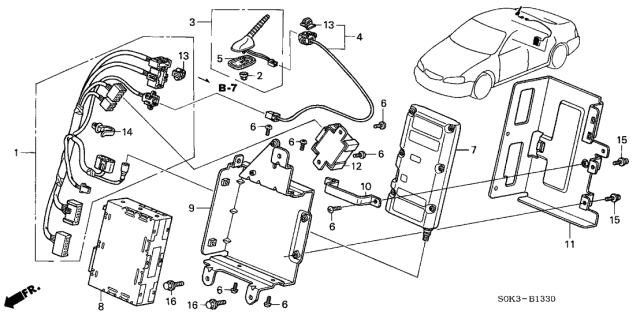 2003 Acura TL 4 Door TL (NAVI) KA 5AT On-Star Unit Diagram