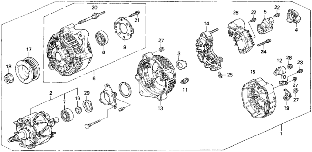 1994 Acura Legend 2 Door LS KA 6MT Alternator (DENSO) Diagram