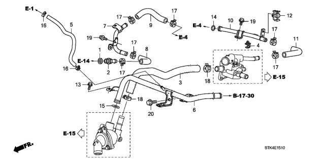 2007 Acura RDX Water Hose Diagram