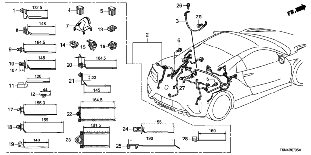 2019 Acura NSX Wire Harness, Engine Room Diagram for 32200-T6N-H10