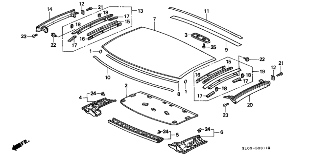 2000 Acura NSX Roof Panel Diagram