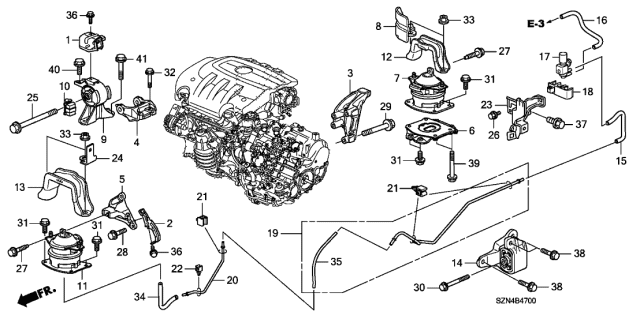 2010 Acura ZDX 5 Door TECH KA 6AT Engine Mounts Diagram