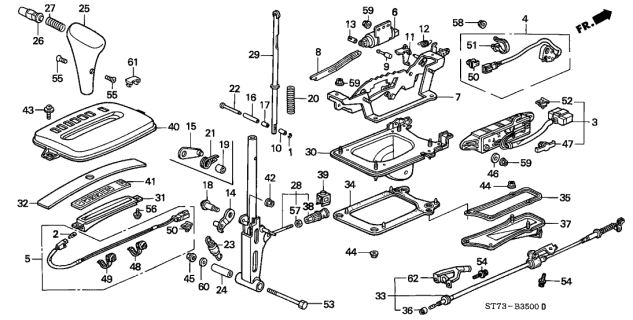 1994 Acura Integra 3 Door LS KA 4AT Select Lever Diagram