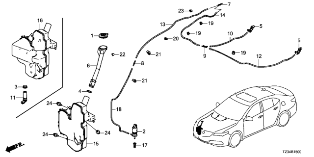 2015 Acura TLX Mouth Washer Diagram for 76812-TZ3-A01
