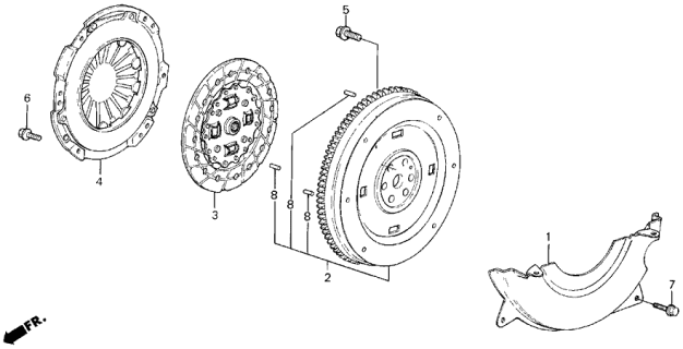 1989 Acura Integra 3 Door LS KA 5MT MT Clutch - Flywheel Diagram