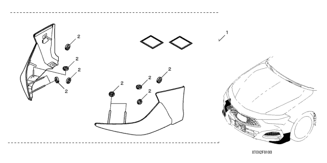 2021 Acura TLX Front Underbody Spoiler Diagram