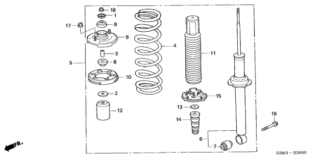 2001 Acura CL Rear Suspension Strut Mount Bolt (10X81) Diagram for 90182-S84-A00