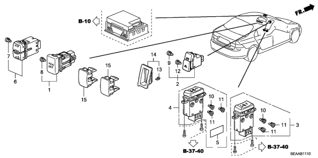 2008 Acura TSX 4 Door TSX (NAVIGATION) KA 5AT Switch Diagram