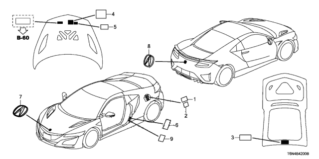 2020 Acura NSX Emblem (A) Diagram for 75701-T6N-A00