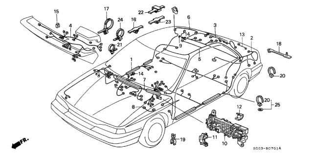 1989 Acura Legend Wire Harness, Passenger Side Diagram for 32107-SG0-L20