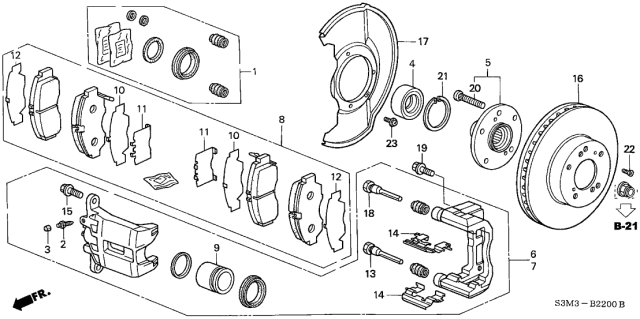 2003 Acura CL Front Brake Diagram