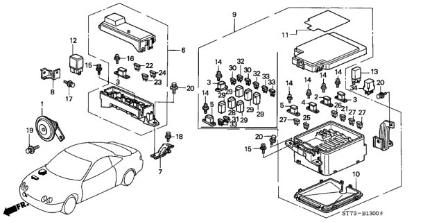 2000 Acura Integra Control Unit - Engine Room Diagram