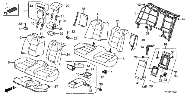 2011 Acura TL Pad & Frame, Rear Seat Cushion Diagram for 82137-TK5-A52