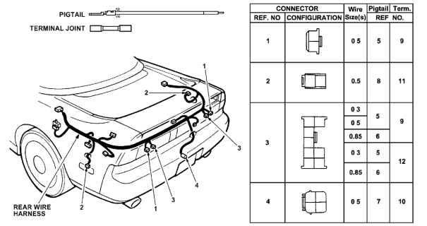 1996 Acura NSX Electrical Connector (Rear) Diagram