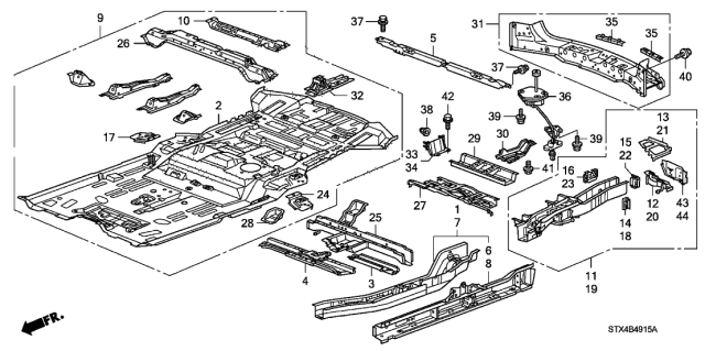 2011 Acura MDX Floor Panels Diagram