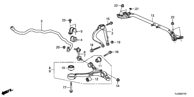 2013 Acura TSX 4 Door TSX V6 KA 5AT Front Lower Arm Diagram