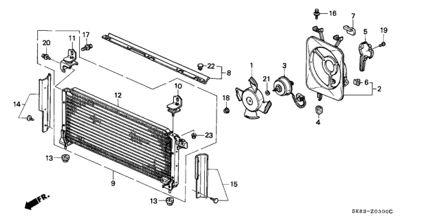 1993 Acura Integra 4 Door GSL (LEATHER) KL 4AT A/C Air Conditioner (Condenser) Diagram