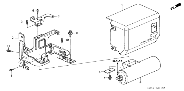 2001 Acura NSX Control Device Cover Diagram