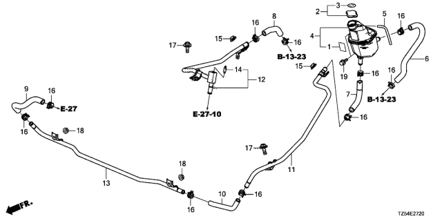 2020 Acura MDX Tube, Overflow Diagram for 1J107-5WS-A00