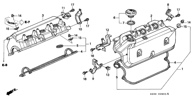 2001 Acura RL 4 Door RL (NAVIGATION) KA 4AT Cylinder Head Cover Diagram