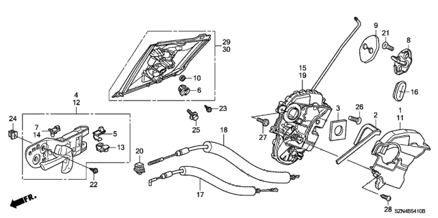 2013 Acura ZDX Rear Door Locks - Outer Handle Diagram