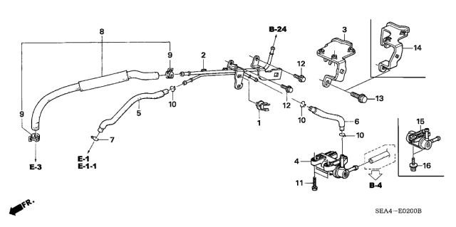 2006 Acura TSX Purge Control Solenoid Tube Diagram for 36167-RBB-A00