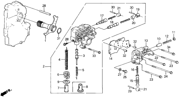 1990 Acura Legend 4 Door L (MOQUETTE) KA 4AT AT Regulator Diagram