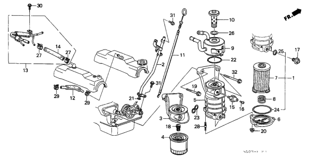 1988 Acura Legend Oil Cooler - Oil Filter Diagram