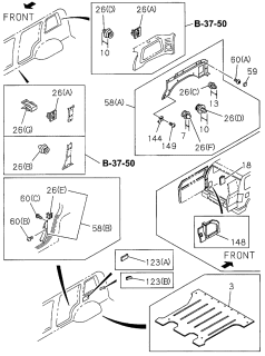 1996 Acura SLX 4 Door 4LS (PREMIUM) KA 4AT Interior Side Trim Diagram 2