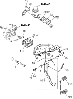 1996 Acura SLX 4 Door 4LS (PREMIUM) KA 4AT Brake Pedal Diagram