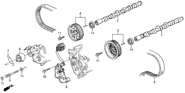 1995 Acura Legend Engine Timing Belt Tensioner (Koyo Seiko) Diagram for 14510-PY3-003