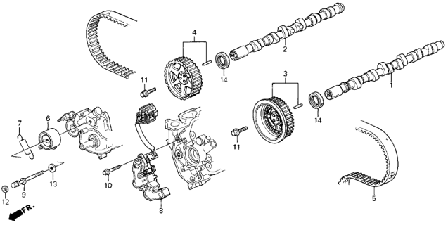 1995 Acura Legend Spring, Timing Belt Adjuster Diagram for 14516-PY3-000