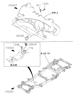 1999 Acura SLX 4 Door 4LS (PREMIUM) KA 4AT Sensor Brackets Diagram