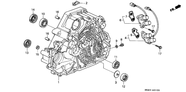 1993 Acura Integra 4 Door GSL (LEATHER) KL 4AT AT Torque Converter Housing Diagram